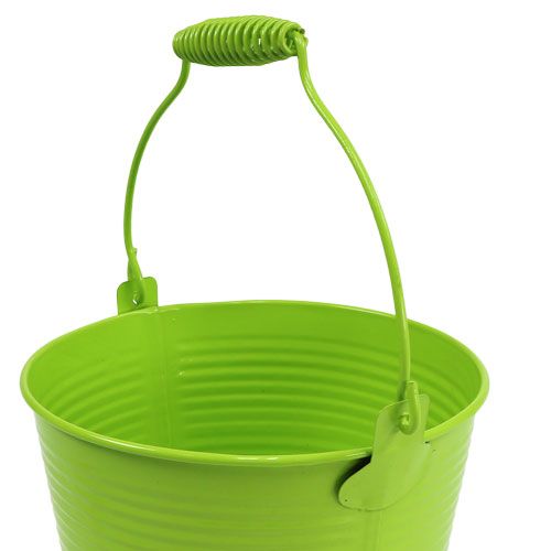 Floristik24 Seau étain vert pomme Ø15cm H14.5cm