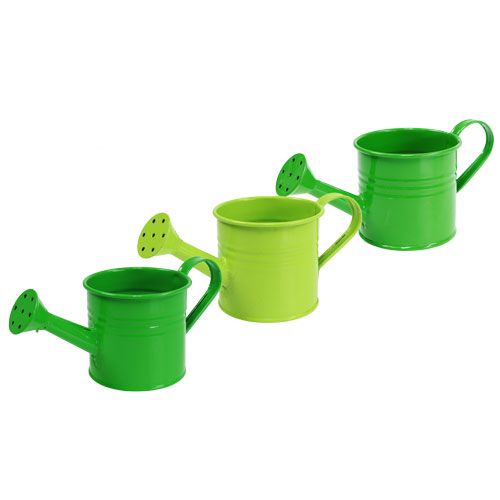 Floristik24 Arrosoirs en étain tri vert. Ø7.5cm H6.5cm 8pcs