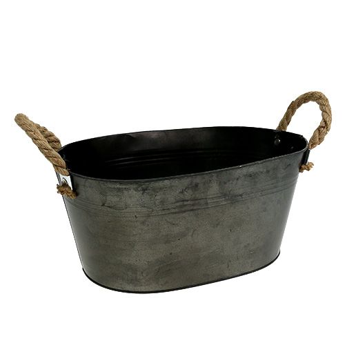 Floristik24 Bol étain antique ovale 31 x 20cm H15cm 2pcs