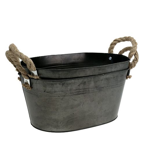 Floristik24 Bol étain antique ovale 31 x 20cm H15cm 2pcs