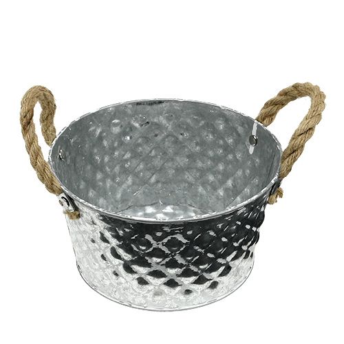 Article Bol en tôle avec anses en corde Ø18cm H10cm