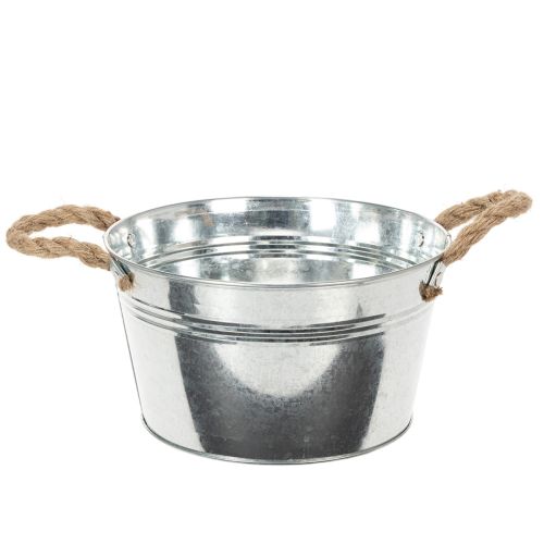 Bol en métal brillant avec anses en corde, Ø22cm acheter | Floristik24.be