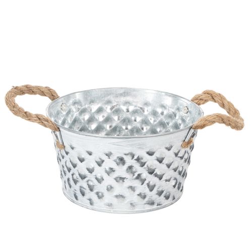 Bol en tôle avec anses en corde Ø18cm H10cm acheter | Floristik24.be