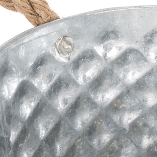 Bol en tôle avec anses en corde Ø18cm H10cm | Floristik24.be