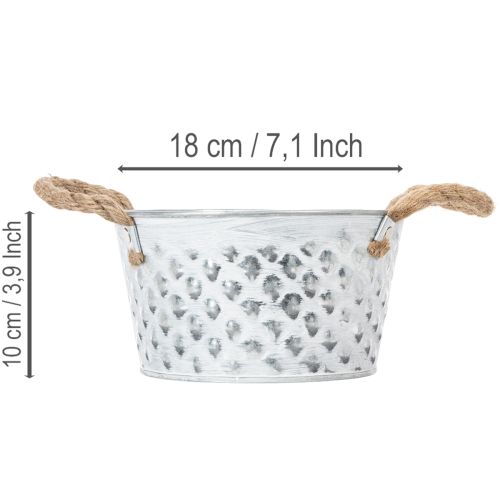 Bol en tôle avec anses en corde Ø18cm H10cm | Floristik24.be
