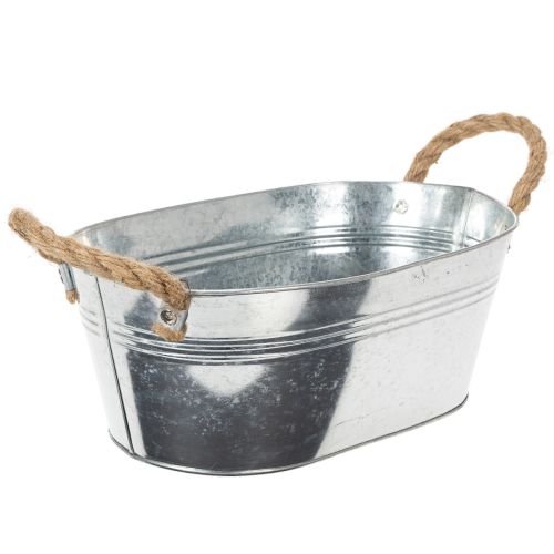 Bol ovale en étain argenté 30 cm x 17 cm x 10 cm | Floristik24.be