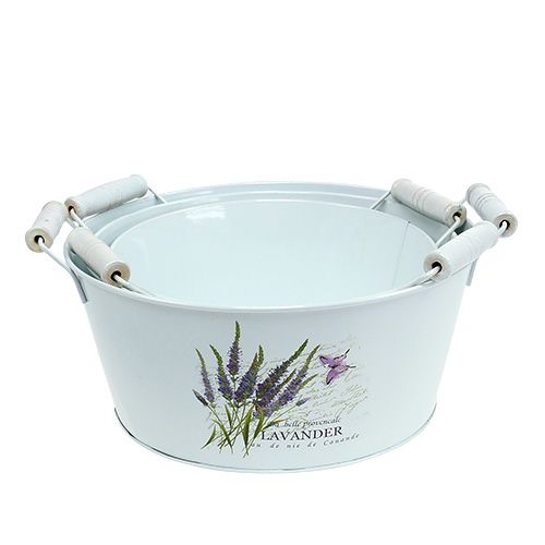 Floristik24 Ensemble de 3 boîtes blanc avec motif lavande