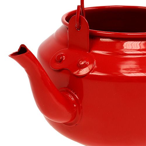 Floristik24 Théière en tôle rouge Ø 12 cm H. 9 cm