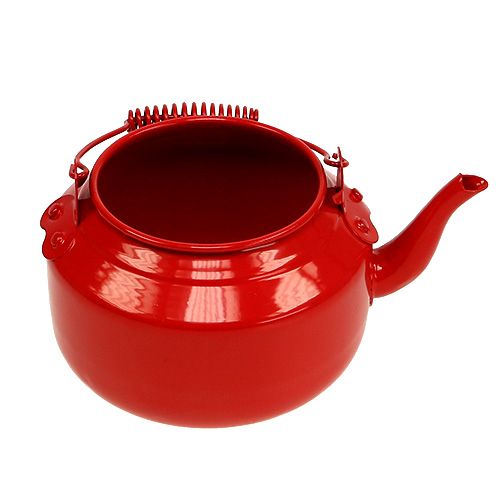 Floristik24 Théière en tôle rouge Ø 12 cm H. 9 cm