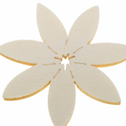 Floristik24 Fleurs en bois à disperser blanc, marron Ø4cm 72 pcs