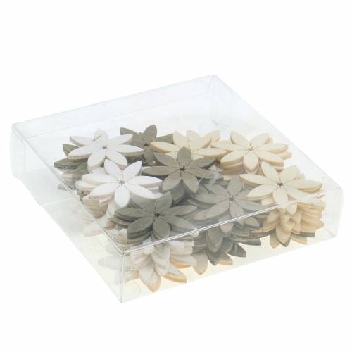 Floristik24 Fleurs en bois à disperser blanc, marron Ø4cm 72 pcs