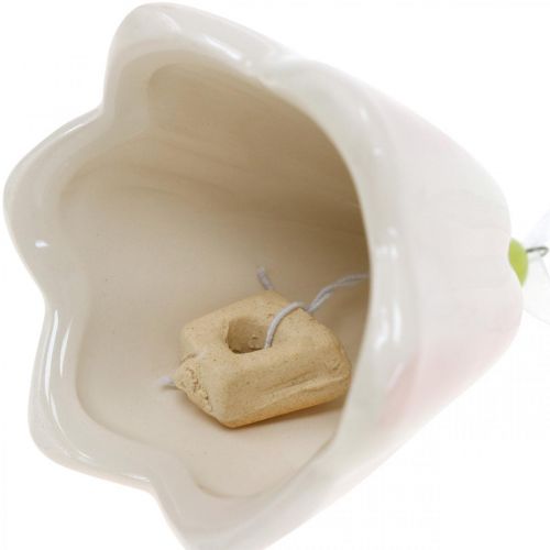 Floristik24 Cloche fleur à suspendre rose, crème décoration printanière en céramique H6cm 6pcs