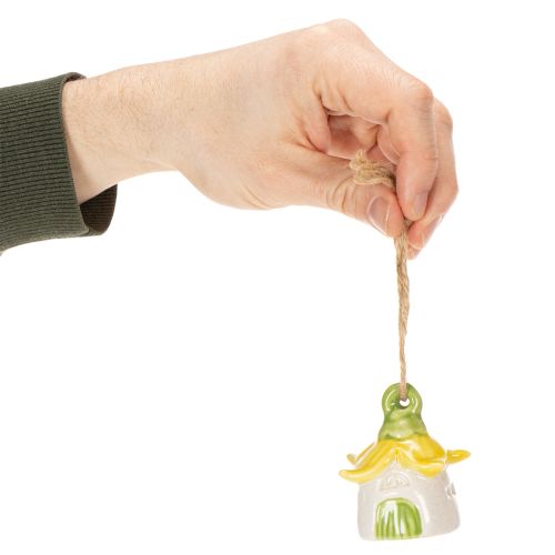 Article Maison de fée en céramique à suspendre, décorée de fleurs, 6 cm, lot de 6