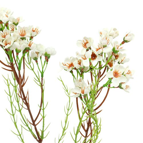 Article Branche fleurie 80 cm blanc-vert 3 p.