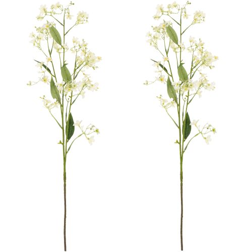 Article Branche décorative de pommier en fleurs, fleur artificielle pour une touche de couleur dans le salon, couleur crème, 108 cm, lot de 2
