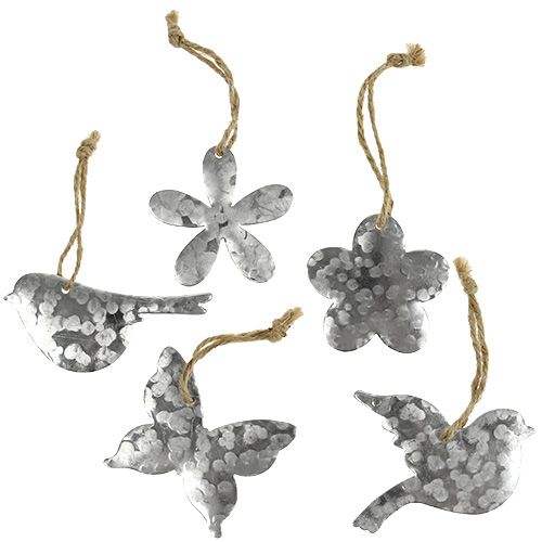 Fleurs, oiseaux et papillons en métal 5,5 - 7,5 cm 15 p. | Floristik24.be