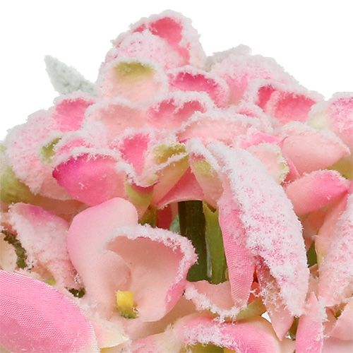 Article Hortensia rose avec neige 33cm 4 pcs