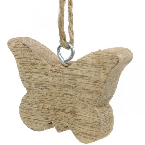 Article Pendentif en bois, coeur papillon fleur, décoration printanière naturel H5.5/4cm 12 pièces