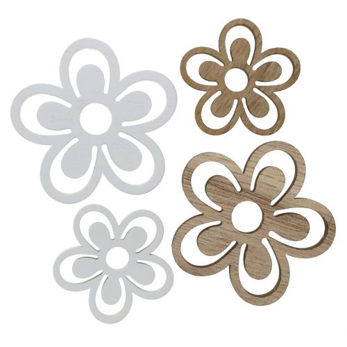 Floristik24 Fleur en bois blanc/naturel 3cm - 4,5cm 48 pcs
