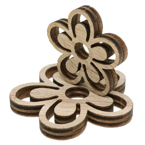 Floristik24 Fleur en bois blanc/naturel 3cm - 4,5cm 48 pcs