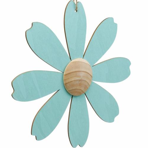 Floristik24 Fleurs en bois à suspendre, décoration printanière, fleur en bois rose et bleu, été, fleurs décoratives 4pcs