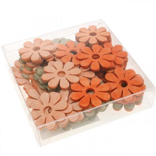 Article Fleurs à disperser orange, abricot, marron décoration bois dispersées 72 pcs