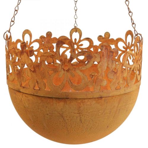 Article Panier suspendu métal décoration rouille décoration à suspendre Ø20cm H16cm
