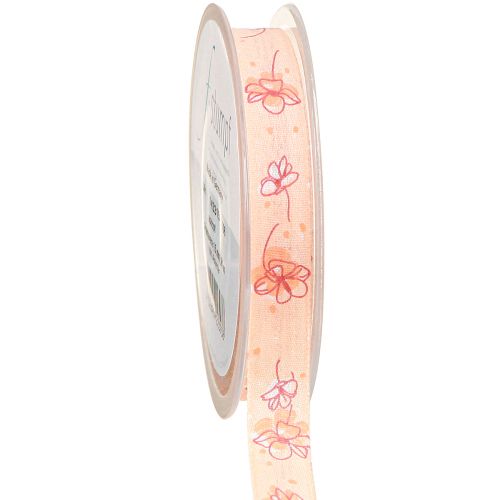 Article Ruban fleur ruban cadeau printemps abricot pastel 15mm 20m