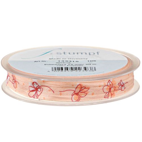 Article Ruban fleur ruban cadeau printemps abricot pastel 15mm 20m