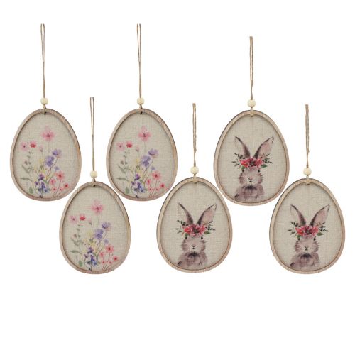 Floristik24 Image de fleur lapin dans l&#39;oeuf oeufs de Pâques décoration bois 9,5×12cm 6pcs