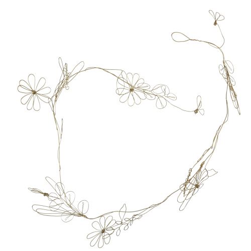 Article Guirlande de fleurs cintre décoratif en métal motif doré prairie 110cm