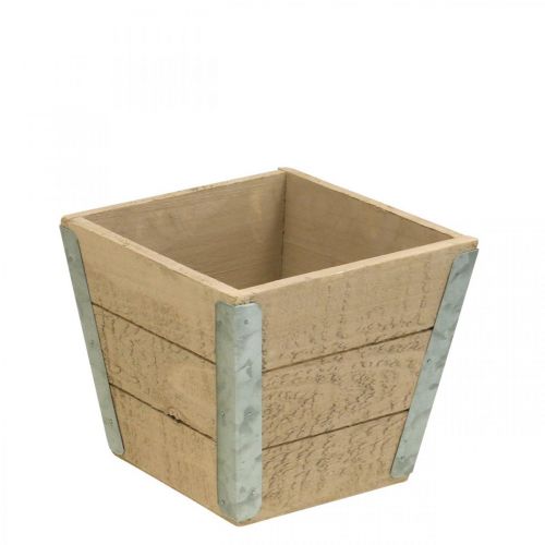 Floristik24 Boîte à fleurs jardinière en bois shabby chic beige 12.5×14.5×14.5cm