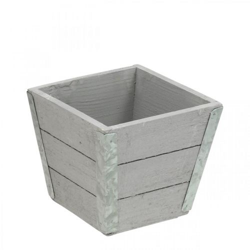 Article Jardinière en bois jardinière shabby chic gris 12.5×14.5×14.5cm