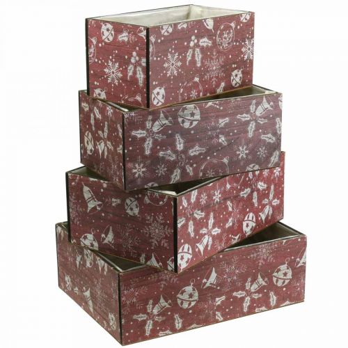 Jardinière de Noël jardinière bois rouge lot de 4