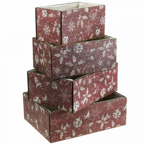 Article Jardinière de Noël jardinière bois rouge lot de 4