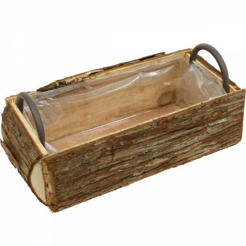 Floristik24 Boîte à fleurs, boîte en bois avec écorce, cache-pot avec anses 38cm