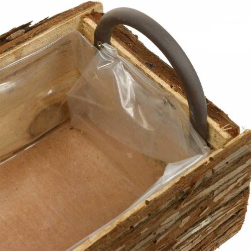 Floristik24 Boîte à fleurs, boîte en bois avec écorce, cache-pot avec anses 38cm