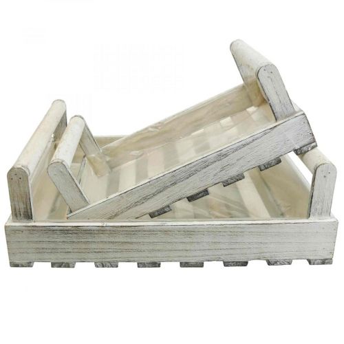 Floristik24 Jardinière Shabby Chic Jardinière en bois blanc 38/31cm lot de 2