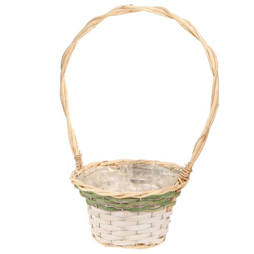 Article Panier à fleurs avec anses Naturel Vert Gris Blanc Ø18–26cm Lot de 3