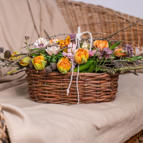 Floristik24 Corbeille fleurie, corbeille à planter, décoration fleurie naturel L31cm H11.5cm