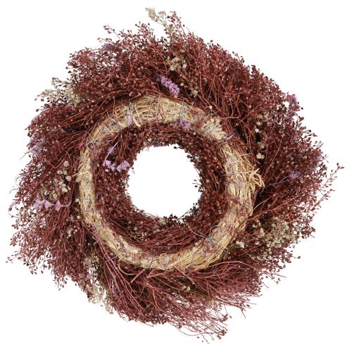 Floristik24 Couronne de fleurs couronne de fleurs séchées vin rouge rose Ø25cm