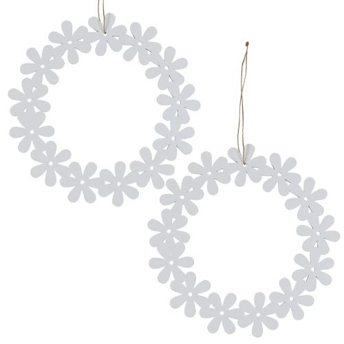 Floristik24 Couronne de fleurs blanche Ø25cm 4pcs