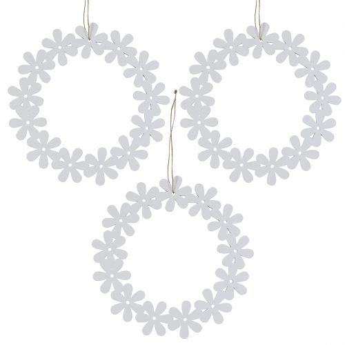 Floristik24 Couronne de fleurs en bois blanche Ø 15 cm 8 p.