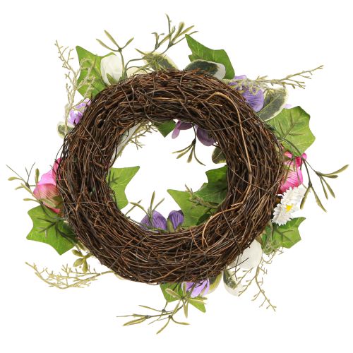 Article Couronne de Fleurs Artificielles Anémones Marguerites Violet Blanc Ø25cm