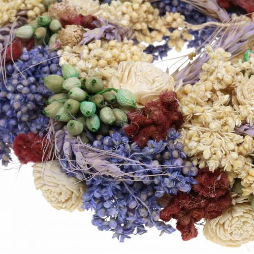 Floristik24 Couronne décorative d'herbe sèche et de fleurs artificielles lilas Ø20cm