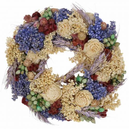 Floristik24 Couronne décorative d'herbe sèche et de fleurs artificielles lilas Ø20cm