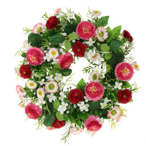 Couronne de fleurs avec pâquerettes Ø 28 cm abricot