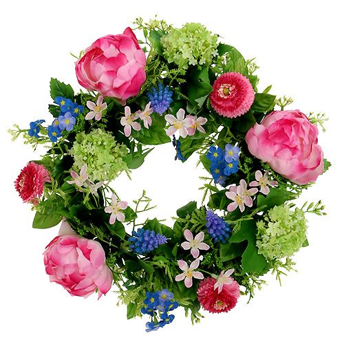 Floristik24 Couronne de fleurs pivoine, Bellis Ø30cm rose