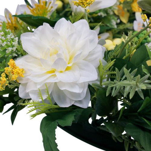 Article Couronne de porte décoration murale fleurs dahlias banksia blanc Ø35cm