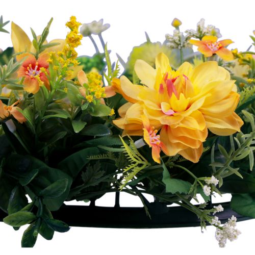 Floristik24 Couronne de porte décoration murale fleurs dahlias banksia jaune Ø35cm